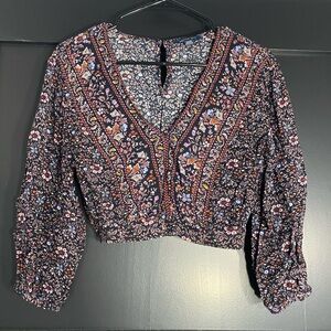 Floral V-Neck Women's Top